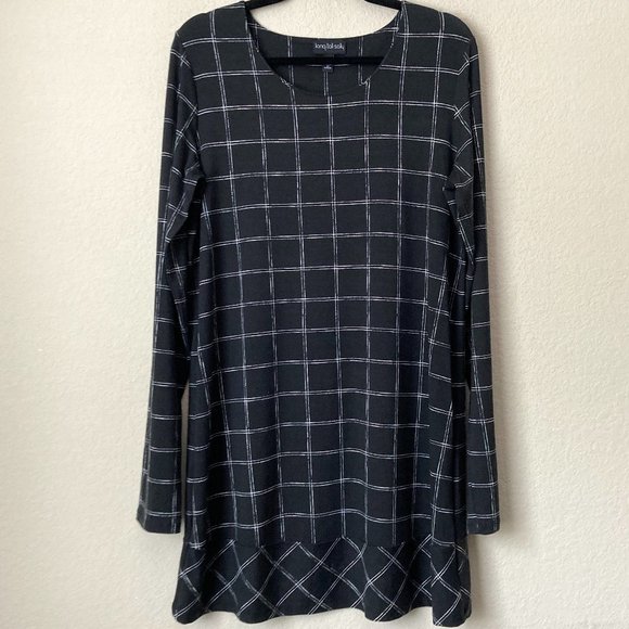 long tall sally Dresses & Skirts - Long Tall Sally Grid Windowpane Print Long Sleeve Ruffle Hem Dress